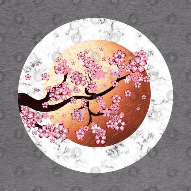 Blooming Sakura Branch on rose gold sun by AnnArtshock